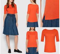 Lauren Ralph Lauren Judy U-Boot Chemise Coton Top Blouse T-Shirt Orange XS