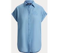 Lauren Ralph Lauren Lauren Ralph Lauren Blue Broono Short Sleeve Button Front Shirt Blue S (EU 36-38)