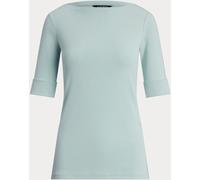Lauren Ralph Lauren Lauren Ralph Lauren Blue Chrome Stretch Cotton Boatneck Top