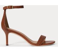 Lauren Ralph Lauren Lauren Ralph Lauren Brown Allie Mid-Heel Perforated Leather Sandals