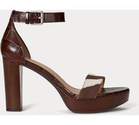 Lauren Ralph Lauren Lauren Ralph Lauren Brown Sylvia Zebra-Print-Trim Embossed Sandals