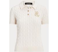 Lauren Ralph Lauren Lauren Ralph Lauren Cream Natrissa Cable Knit Cotton Polo Sweater Cream Large