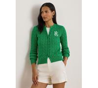 Lauren Ralph Lauren Lauren Ralph Lauren Green Ralhan Cable Knit Crest Logo Cardigan