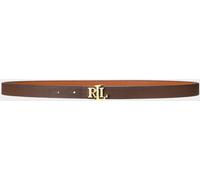 Lauren Ralph Lauren Lauren Ralph Lauren Lauren Tan/Dark Brown 1.9cm Skinny Logo Reversible Pebbled Leather Belt