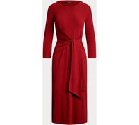 Lauren Ralph Lauren Lauren Ralph Lauren Madison Red Imalah Tie Front Cotton Blend Crew Neck Dress Madison Red Small