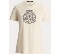 Lauren Ralph Lauren Lauren Ralph Lauren Mascarpone Cream Kaitlin Beaded Crest Cotton Jersey T-Shirt