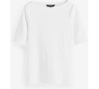 Lauren Ralph Lauren Lauren Ralph Lauren Off White Stretch Cotton Boatneck Top