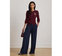 Lauren Ralph Lauren Lauren Ralph Lauren Red Ralhan Cable Knit Crest Logo Cardigan