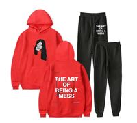 Lauren Spencer Smith Photo Hoodies Pantalon de jogging The Art Of Being A Mess Merch Unisexe Streetwear Sweatshirts, Rouge, XS