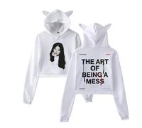 Lauren Spencer Smith Pull à capuche à manches longues avec oreilles de chat pour femme, blanc, XL