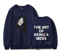 Lauren Spencer Smith T-shirt à manches longues avec photo The Art Of Being A Mess Merch pour femmes et hommes, bleu marine, XL