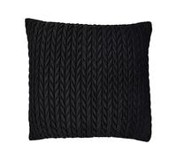Laurence Llewelyn-Bowen - Coussin tressé uni Noir - 43 x 43 cm - Coussin en Velours avec Rembourrage/Rembourrage Inclus - Coussin Crochet Noir - Collection Amory de Coussins tressés