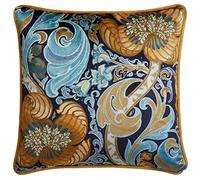Laurence Llewelyn-Bowen - Coussin Velours Bohème Ocre/Marine - 43x43cm - Floral Damas - Collection Down The Dilly