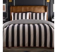 Laurence Llewelyn-Bowen - Festivo Circus Stripe Housse de Couette - King Size (230 x 220 cm) - Doux 100% Satin de Coton - 2 taies d'oreiller - Noir et Blanc - Parure de lit de Luxe