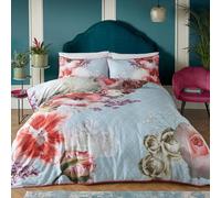 Laurence Llewelyn-Bowen - Housse de Couette Royal Floral - Lit Double (200 x 200 cm) - 100% Coton Doux - 2 taies d'oreiller - Parure de lit de Luxe avec Fleurs - Housse de Couette Florale Bleue -