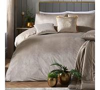 Laurence Llewelyn-Bowen Linen Parure de lit en velours beige - Lit double 200 x 200 cm - 2 taies d'oreiller - Doux au toucher - Lin perle