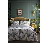 Laurence Llewelyn-Bowen Parure de lit 100% Coton - King Size 230 x 220 cm - Vert - 200 Fils au Pouce carré - Motif Floral Treillis - 2 taies d'oreiller