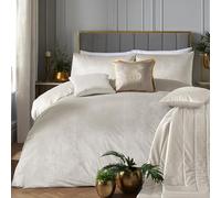 Laurence Llewelyn-Bowen Parure de lit en velours - Double 200 x 200 cm - Blanc ivoire - Parure de lit de luxe douce au toucher - 2 taies d'oreiller - Finition velours élégante - Qualité supérieure