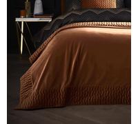 Laurence Llewelyn-Bowen Siena Couvre-lit en Velours, épices, 100% Polyester recyclé, 150 x 220 cm, Bordure matelassée, Style uni