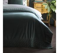 Laurence Llewelyn-Bowen Siena Couvre-lit en Velours, Vert Bouteille, 100% Polyester recyclé, 150 x 220 cm, Bordure matelassée, Style uni