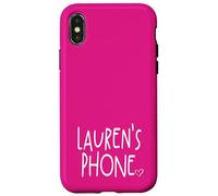 Lauren's Phone Lauren Prénom personnalisé Blanc Rose Coque pour iPhone X/XS