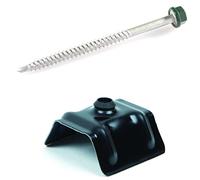 LAURENT FIXATION VIS BAC ACIER et CAVALIER, 25 KITS DE EN SOMMET NERVURE POUR TOLE ONDULEE, PRET A POSER, 6.5x100mm+CAVALIER RAL7016 TETE HEXAGONALE AUTOPERCEUSE ETANCHEITE MAXIMUM TOITURE