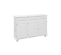 LAURIE - Buffet 3 Portes 3 Tiroirs Bois Massif Vernis Blanc -