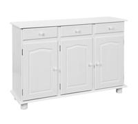 LAURIE - Buffet 3 Portes 3 Tiroirs Bois Massif Vernis Blanc -