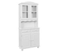 LAURIE - Buffet Vaisselier 4 Portes 2 Tiroirs Bois Massif Vernis Blanc