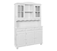 LAURIE - Buffet Vaisselier 5 Portes 3 Tiroirs Bois Massif Vernis Blanc