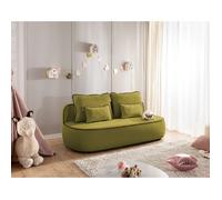 Laurine - Canapé droit 3 places convertible avec coffre en velours - Vert Olive