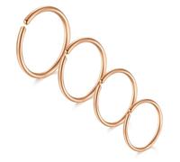 LAURITAMI 4 pièces anneau piercing nez 20G acier chirurgical mince anneau piercing nez set or rose,anneau clicker septum,bijoux piercing nez lèvre oreille 6/8/10/12MM