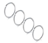 LAURITAMI 4 pièces anneau piercing nez 22G acier chirurgical mince anneau piercing nez argent set,septum clicker ring,lèvre oreille bijoux piercing nez 8MM