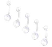 LAURITAMI 5 Pièces 14G Piercing Nombril Plastique, Piercing Nombril Grossesse 12mm, Spécialement Conçus pour Percing Barbell Grossesse, Interventions Chirurgicales, La Cicatrisation Et Peaux Sensibles