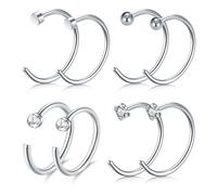 LAURITAMI 7pcs Piercing Nombril Acier Chirurgical 10mm 14G Barbell Anneaux Opale Sun Pierre CZ Set Piercing Corps Bijoux Women