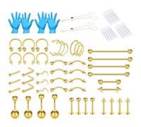 LAURITAMI Kit Piercing Complet, différentes tailles 14G 16G 20G Acier inoxydable Piercing au nez Percing septum sourcils lèvres langue cartilage nombril Kit de bijoux