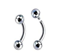 LAURITAMI Lot de 2 piercings incurvés en titane pour sourcil, langue, lèvre, labret, tragus, hélix, daith, cartilage, piercing de nombril 6 mm/8 mm/10 mm/12 mm, 16G(1.2mm)*8mm*3/3mm, Titane