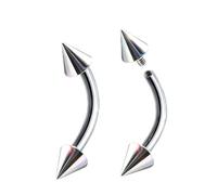 LAURITAMI Lot de 2 piercings incurvés en titane pour sourcil, langue, lèvre, labret, tragus, hélix, daith, cartilage, piercing de nombril 6 mm/8 mm/10 mm/12 mm, 16G(1.2mm)*12mm*3/3mm, Titane