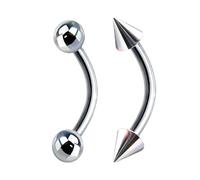 LAURITAMI Lot de 2 piercings incurvés en titane pour sourcil, langue, lèvre, labret, tragus, hélix, daith, cartilage, piercing de nombril 6 mm/8 mm/10 mm/12 mm, 16G(1.2mm)*8mm*3/3mm, Titane