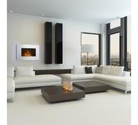 Lausanne Cheminée électrique 1000 ou 2000 watts 7 couleurs de fond différentes en verre