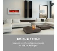 Cheminée électrique murale Klarstein 1600 W avec télécommande et effet flamme LED blanc