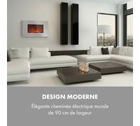 Lausanne Luxe Cheminée électrique 2000 W 2 niveaux de chauffage 90 cm Acier inoxydable