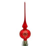 Lauschaer Décoration de Sapin de Noël en Forme de Dentelle Rouge Mat avec décor à Paillettes en Or, Longueur env. 28 cm