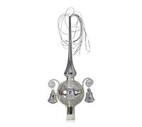 Lauschaer Glas Cimier de sapin de Noël avec clochettes en forme de clochettes - Longueur : env. 28 cm - Diamètre : 7 cm - Décoration de sapin soufflée à la bouche - Décorée à la main