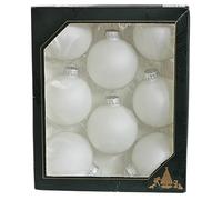 Lauschaer Lot de 8 Boules de Noël Lauscha en Verre Blanc Neige avec Couronne argentée 7 cm