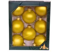 Lauschaer Lot de 8 boules de Noël Lauscha, en verre Lauscha, avec couronnes dorées, 7 cm