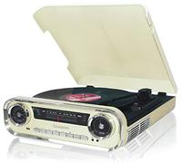 Lauson 01TT15 Tourne Disque Vinyle Bluetooth | Platine Vinyle Vintage Haut-Parleurs Stéréo Intégrés | Radio FM USB AUX et Encoding | Lecteur Vinyle 3 Vitesses 33, 45, 78 RPM (Beige)