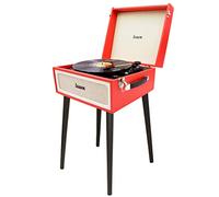 Lauson YT078 Platine Vinyle Rétro Fonction Bluetooth et Encoding PC-Link | Tourne-Disque Vinyl Design Meubles Vintage avec Pieds | Lecteur Disques Vinyls 3 vitesses 33/45/78 RPM Lecteur USB/SD (Rouge)