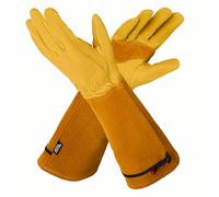 LAUTER SCHUTZ ® Gants en cuir de vachette anti-épines - Avec couture au dos pour une liberté de mouvement et un confort (M, jaune)