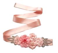 Lauthen.S Ceinture avec fleurs et perles strass pour robe de mariée/fête prénatale, pêche, One Size